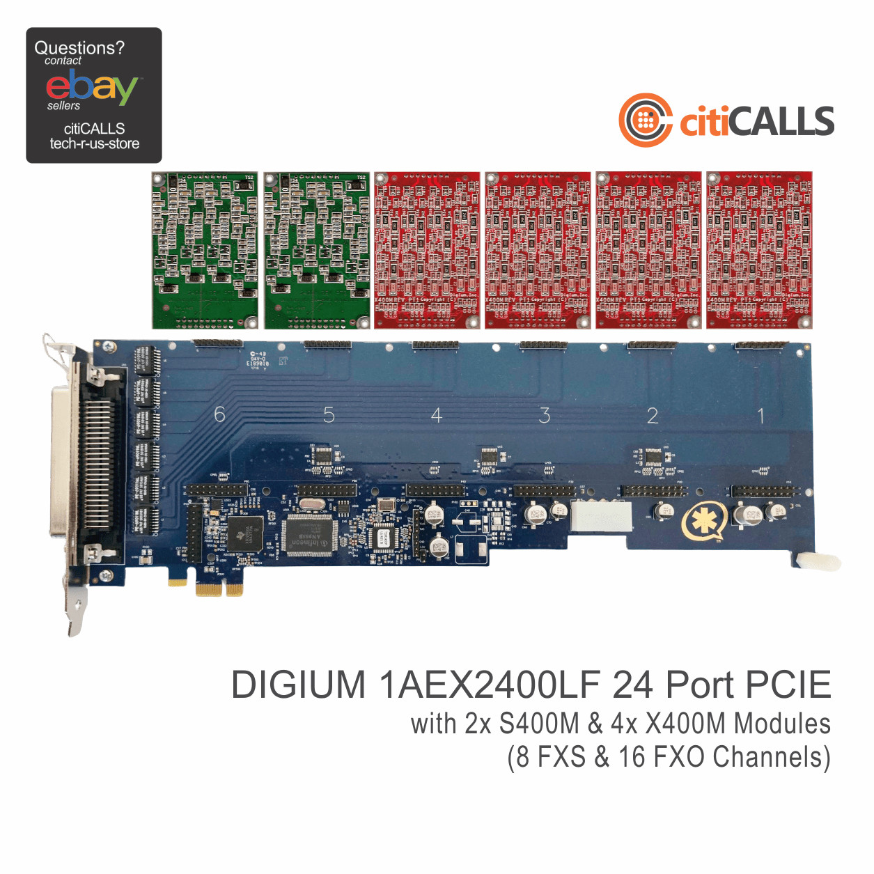 Digium 1AEX2424LF 24 Port Analog PCIE Asterisk Card 8 FXS 16 FXO Geniune New