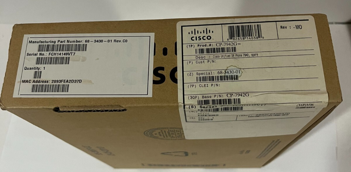 Cisco CP-7942G IP VoIP Ethernet Desktop Phone w/ Box, Cable, & Handset New Open