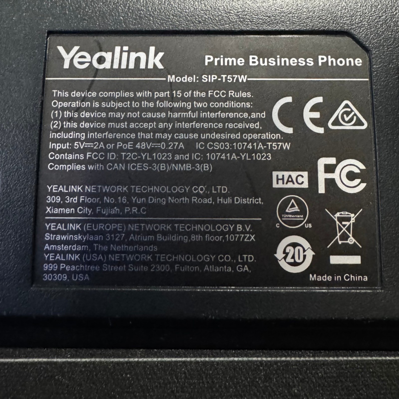 YEALINK SIP-T57W IP PoE PHONE, TOUCH SCREEN, WITH STAND , VERIZON