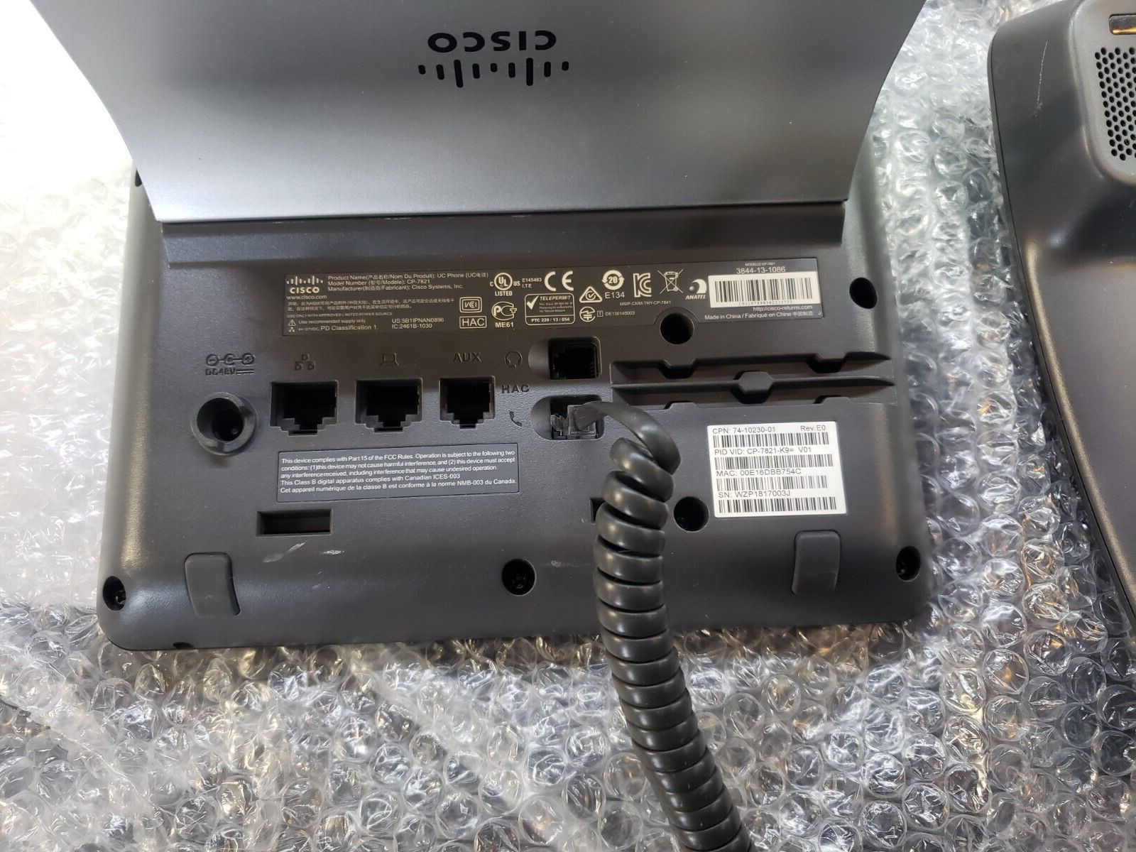 Cisco CP-7821-K9= 7821 IP Phone – Ethernet Cable – Wall Mountable