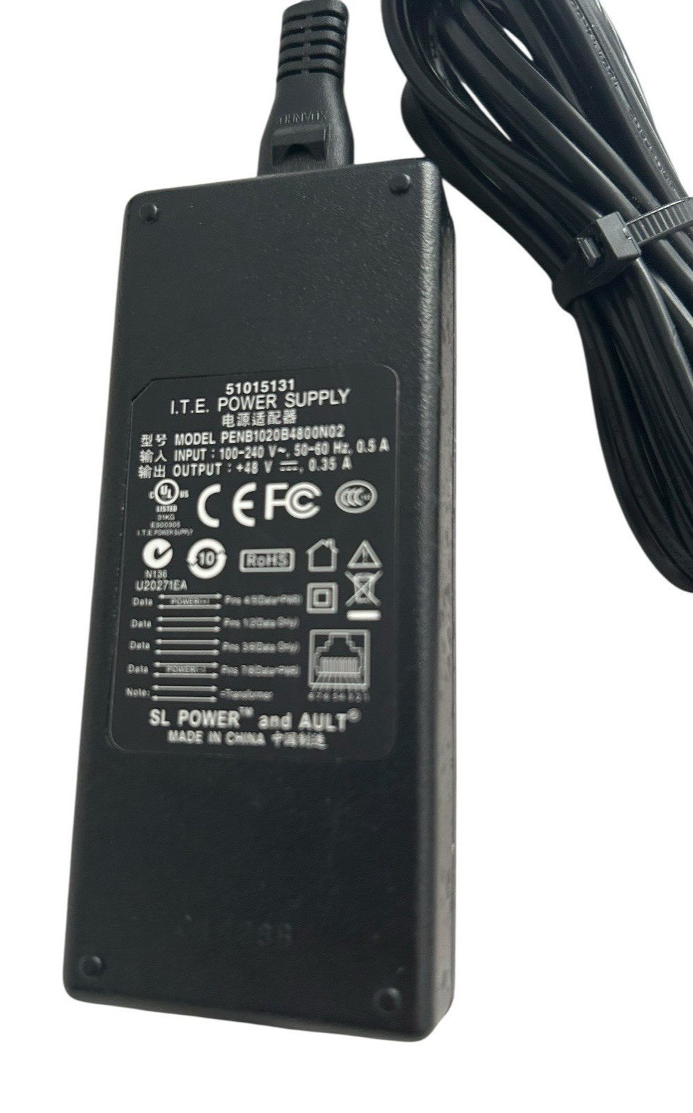 Original I.T.E Ethernet Power Supply Adapter PENB1020B4800N02 48V 0.35A PoE
