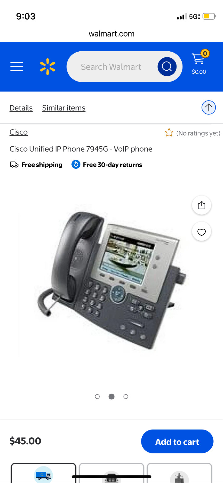 Cisco model 7945G IP Phone