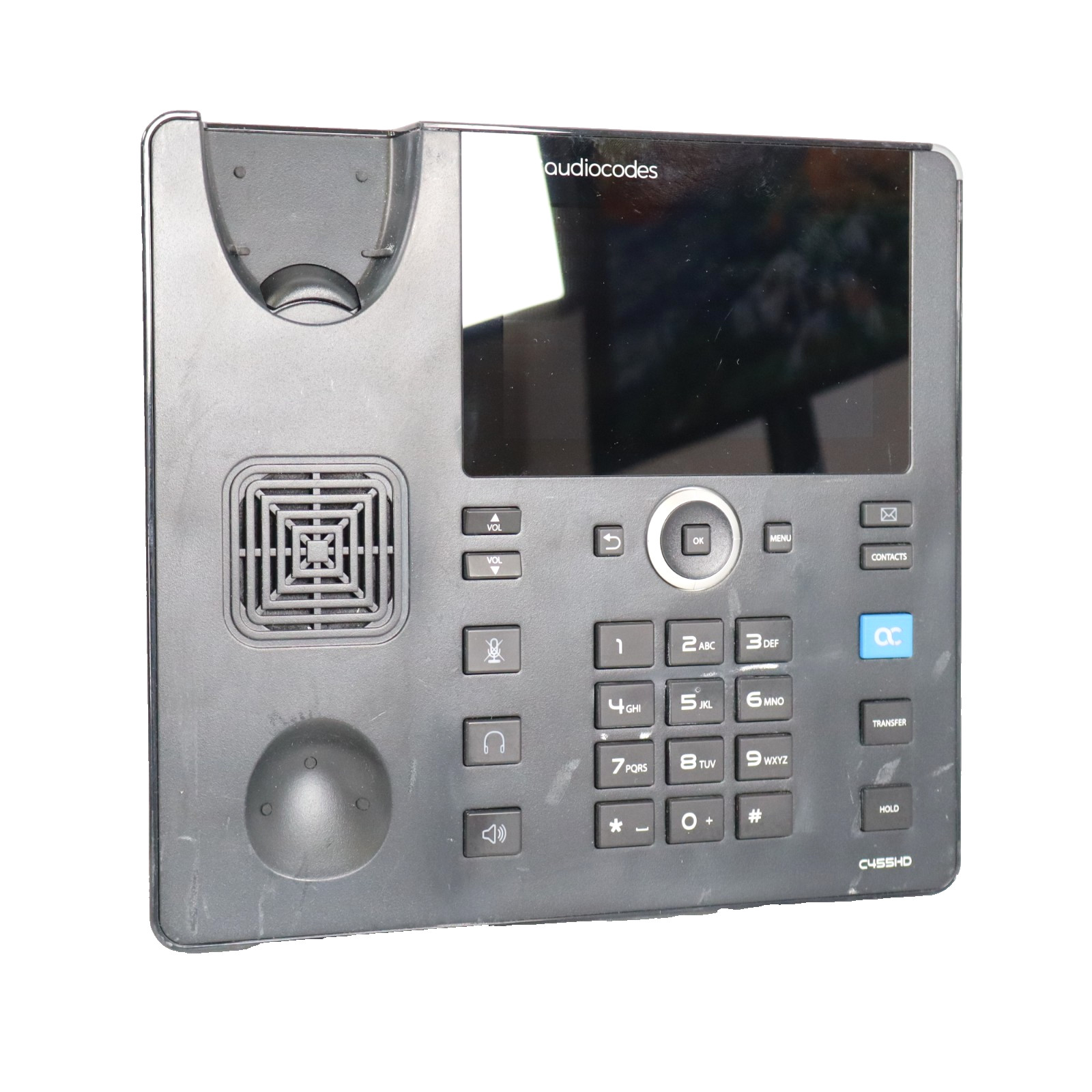 BASE ONLY, SCRATCHES – AudioCodes C455HD IP Phone Black BASE, WORKS WITH TEAMS