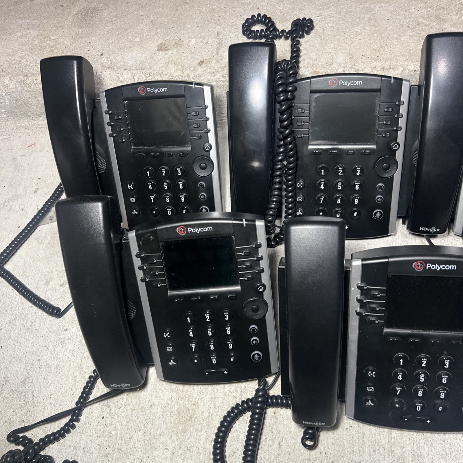 * LOT OF 5* Polycom VVX 411 PoE IP Business VOIP Phones + Stands 2201-48450-001