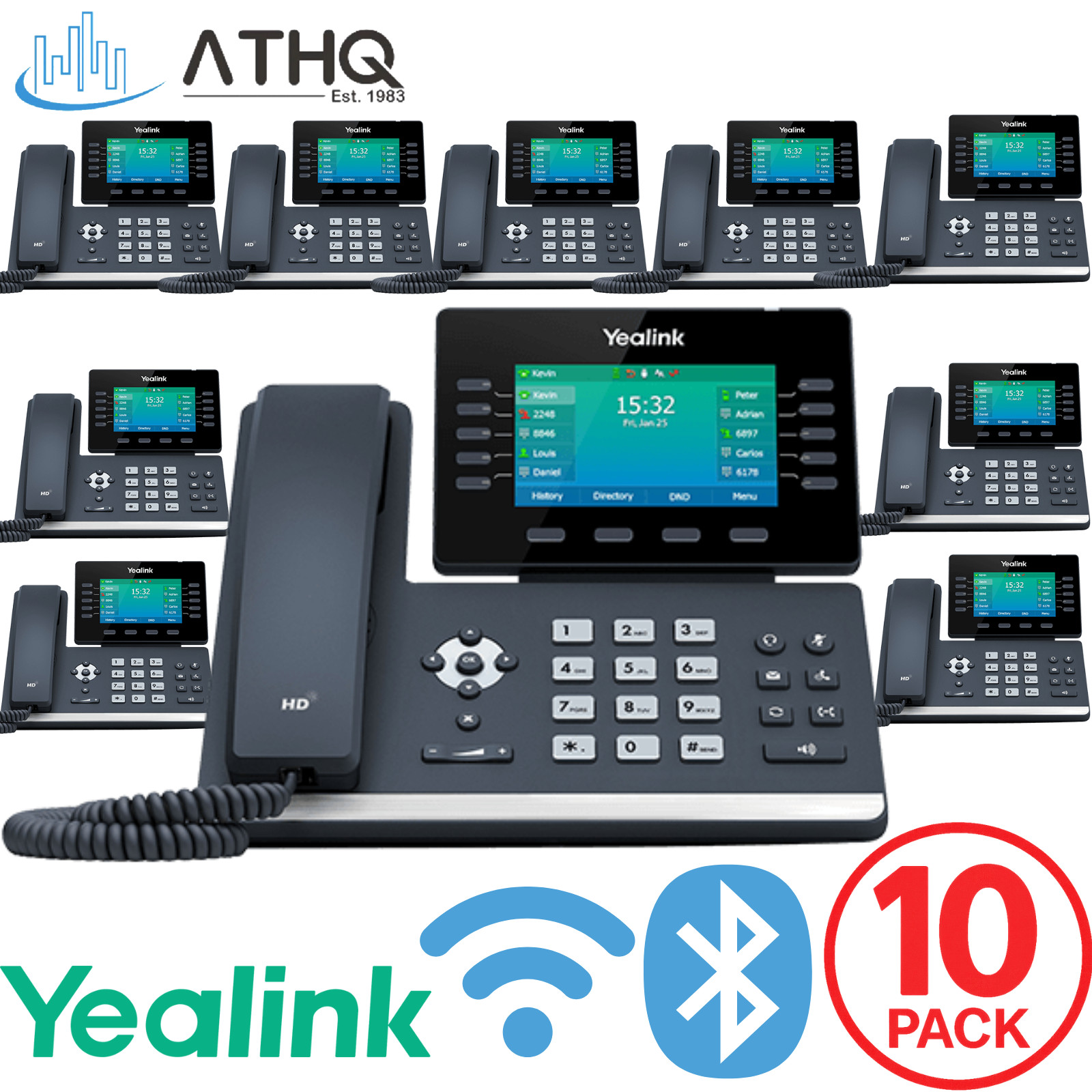 PACK OF 10 Yealink SIP-T54W 16-Line Color Display IP VoIP Phone Bluetooth Wi-Fi