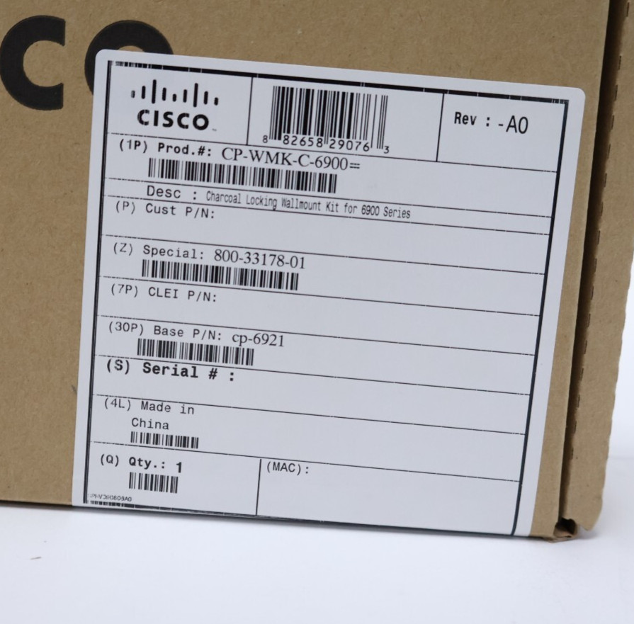 Cisco CP-WMK-C-6900 Locking Wall Mount Kit for 6921 6941 6945 6961 Phones