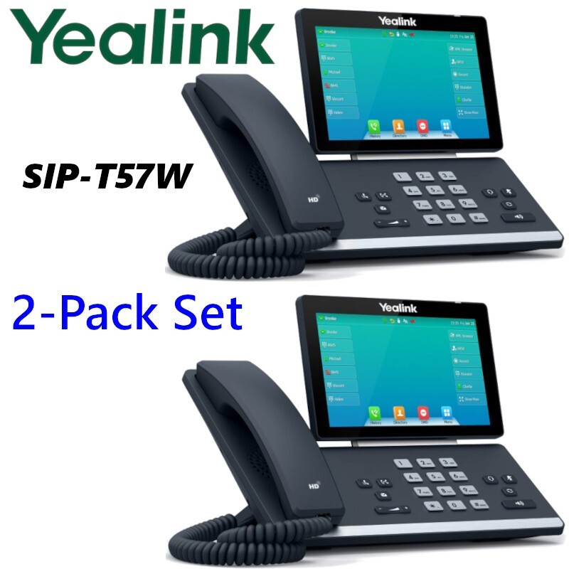 2 Pack Yealink SIP-T57W Premium IP Phone with Built-In Bluetooth & WIFI 16 SIP