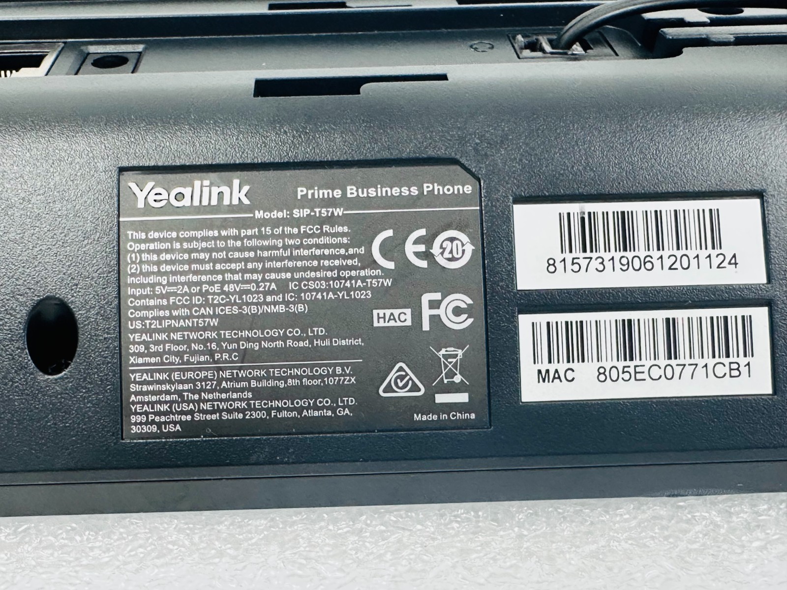 Yealink SIP-T57W Prime Business Phone Unit NO AC ADAPTR / BASE FREE SHIPPING 🚚