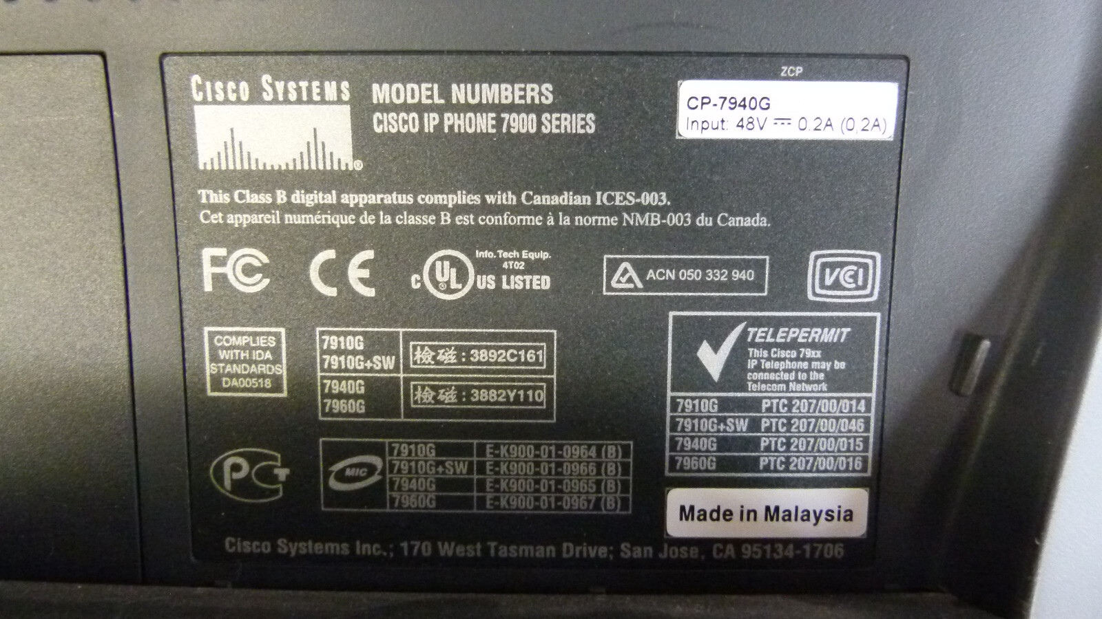 Cisco 7940 Series CP-7940G Unified VoIP Phone with Speakerphone & Handset