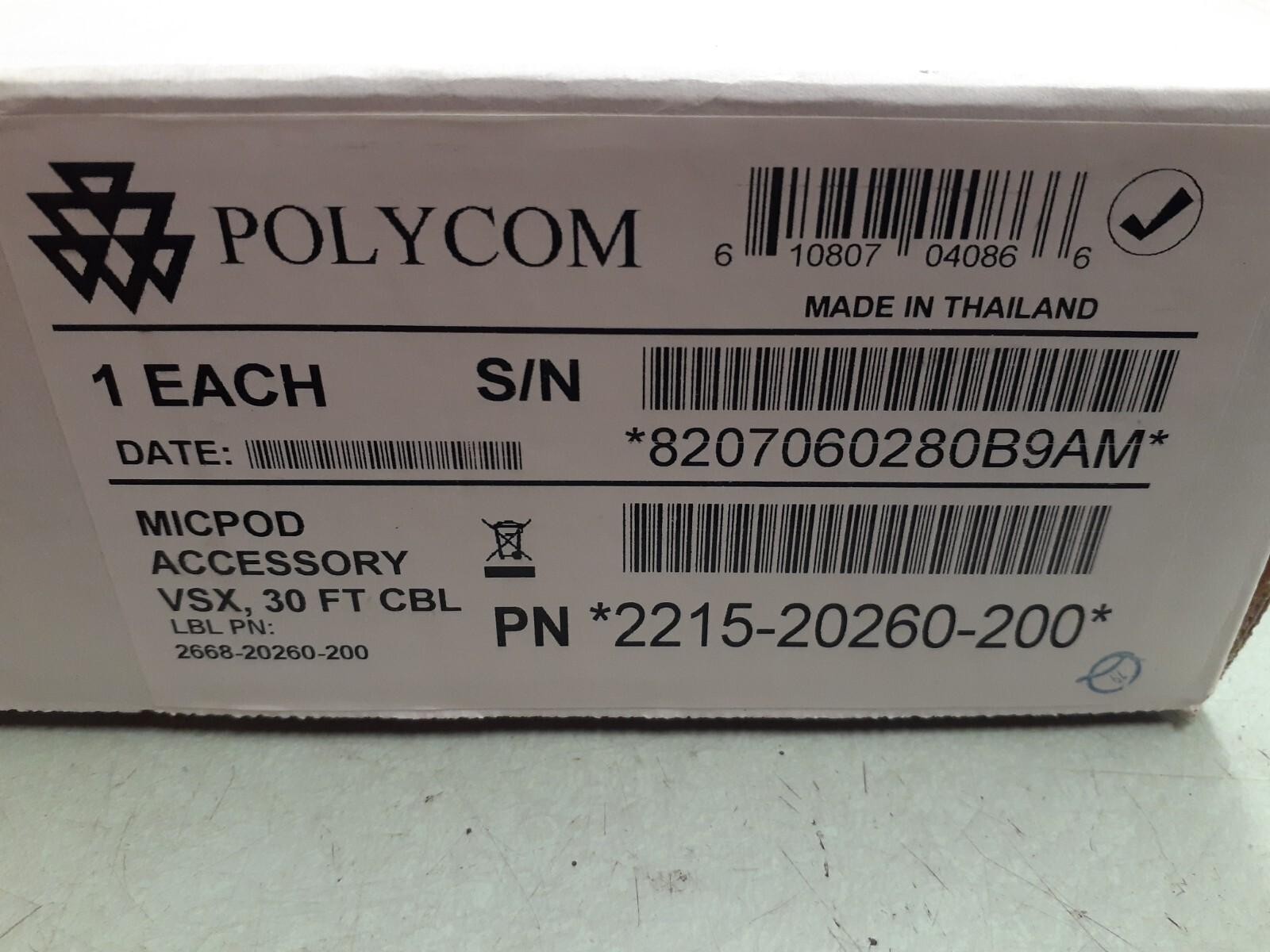 POLYCOM 2215-20260-200 MicPod Accessory VSX 30 Foot Cable – NEW