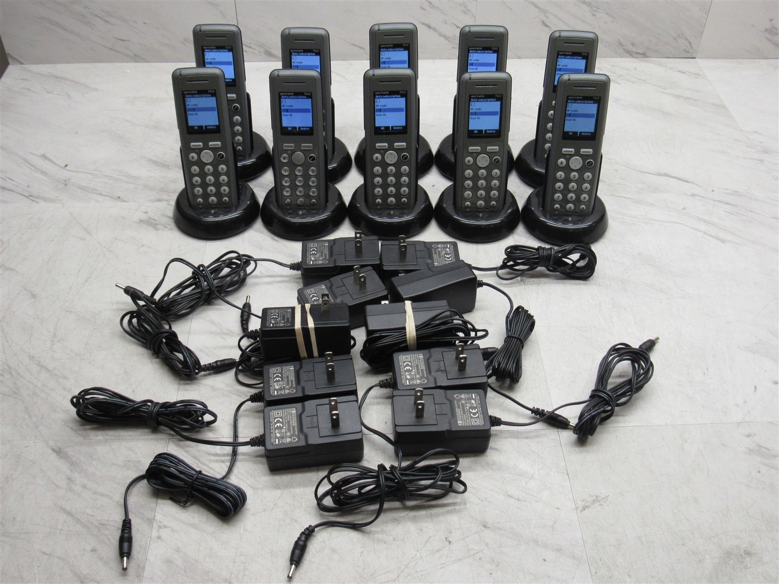 10 LOT Spectralink 7212 Wireless Cordless Handset Phone Kit w/ BATTERY & DOCK
