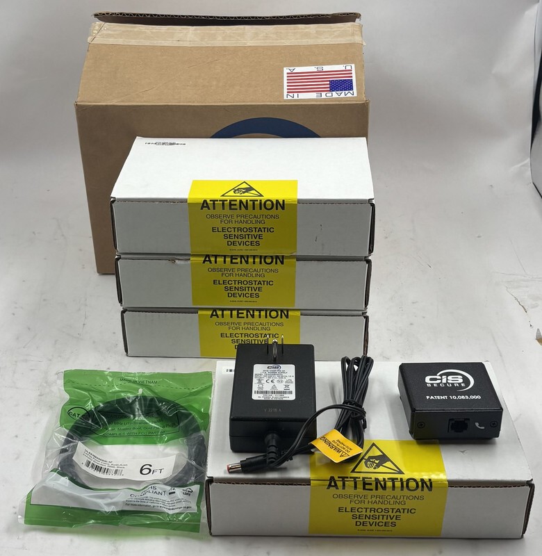 LOT OF 4 CIS DTD-VOIP-PI-02 CIS-244-802 SECURE POE INJECTORS WITH POWER ADAPTERS
