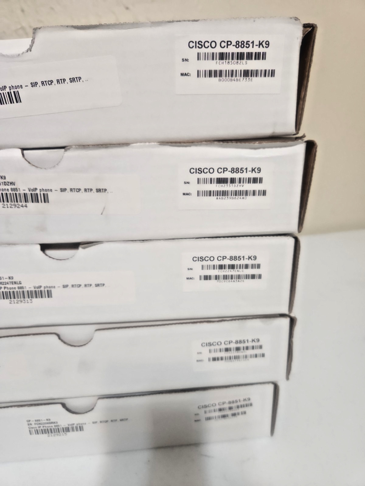 Title: Lot of 5 Cisco CP-8851-K9 IP Phones VoIP Business Office Phones PoE Open