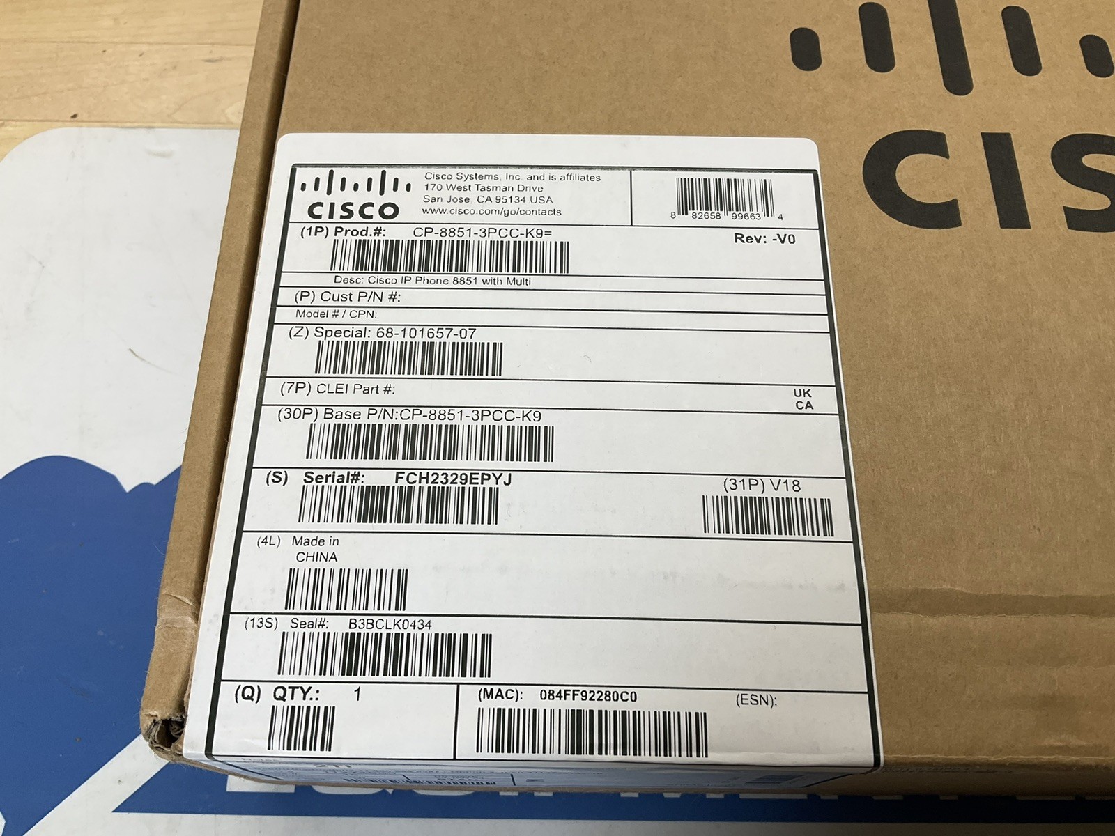 Cisco CP-8851-3PCC-K9= IP Phone – New!! FREE SHIPPING