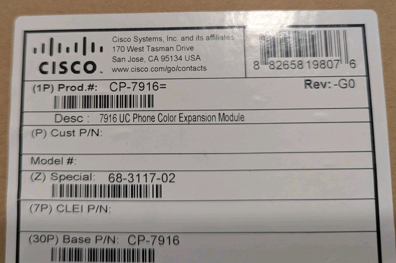 CISCO CP-7916 IP PHONE COLOR EXPANSION MODULE 68-3117-02 – NEW IN BOX OEM!