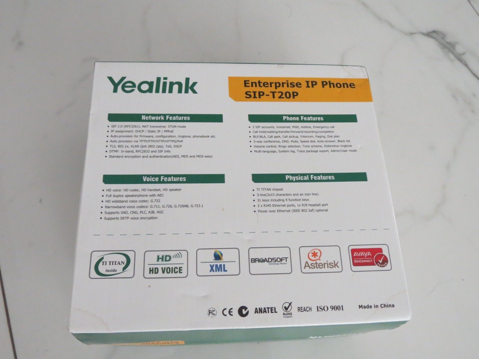 New Yealink SIP-T20P Two Line IP Enterprise HD Phone Open Box