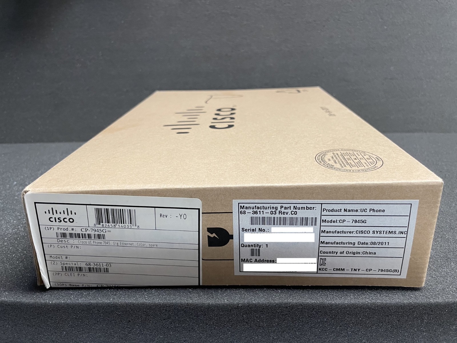 Cisco 7945G IP Phone – 2 Lines – Gig Ethernet – Color Screen – NEW in box