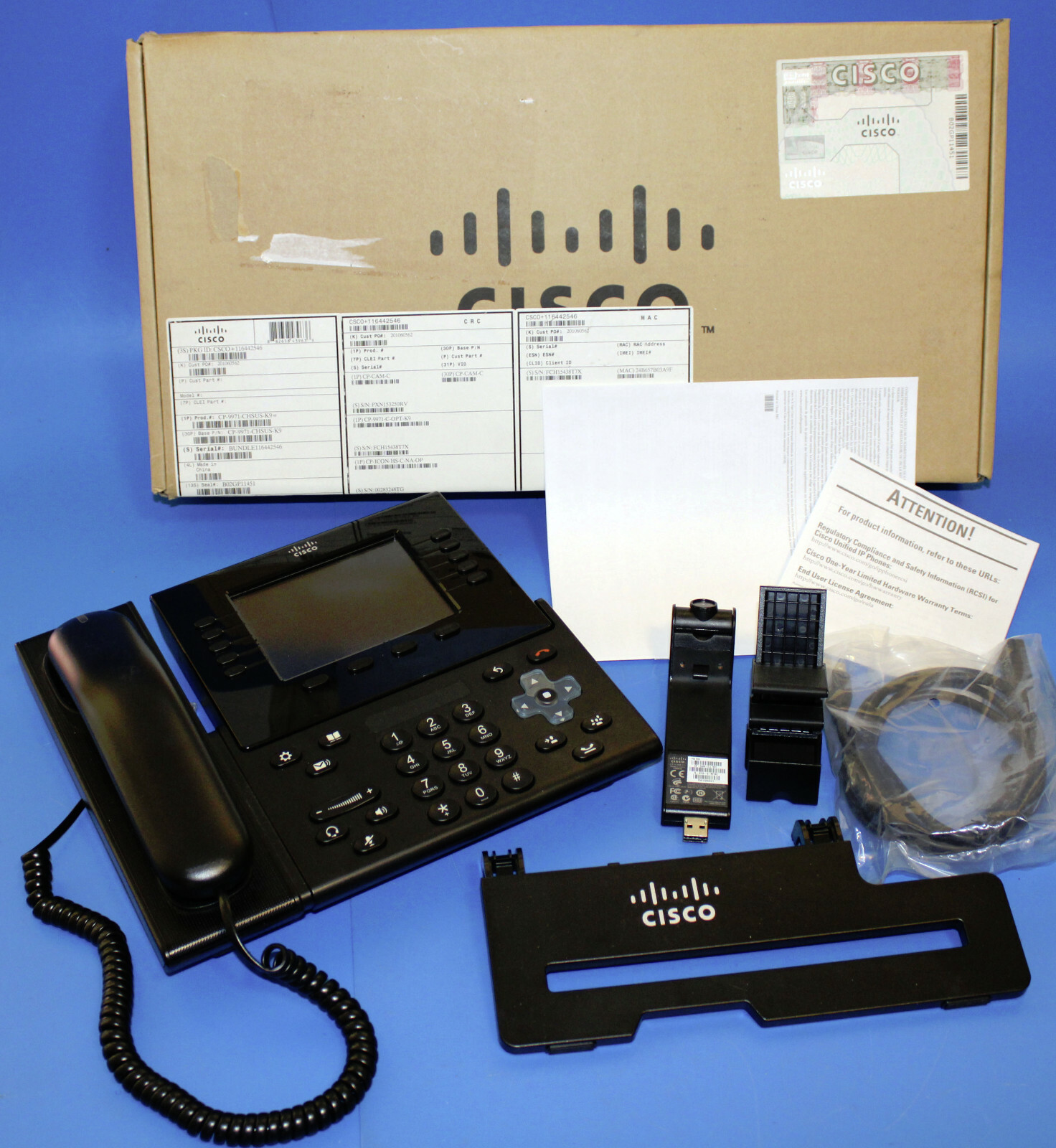 Cisco CP-9951 5″ Color Video VoIP Phone Handset, Camera CP-CAM-C