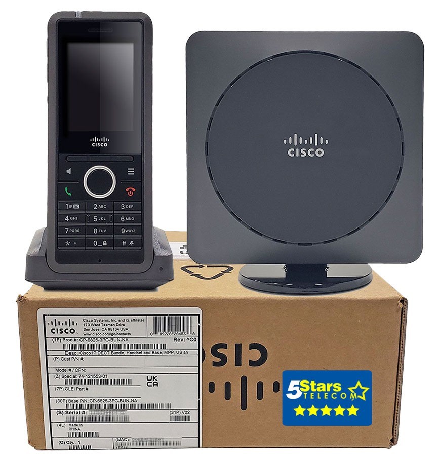 Cisco 6825 IP DECT Bundle with Multi-Cell Base (CP-6825-3PC-BUN-NA) – Brand New