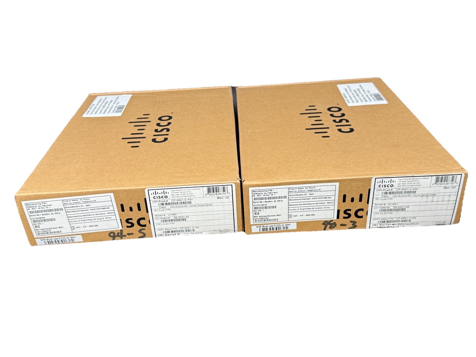 Lot of 2 – Cisco 8961 Gigabit IP Phones CP-8961-C-K9