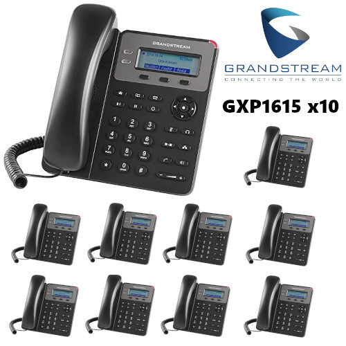 10 Pack Set Grandstream Small Business 1-LIne IP Phone with PoE LCD GXP1615