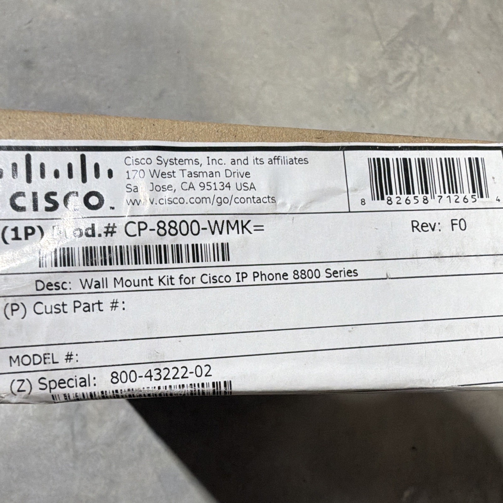 New Cisco CP-8800-WMK Wall Mount Kit for Cisco IP Phone 8800 Series