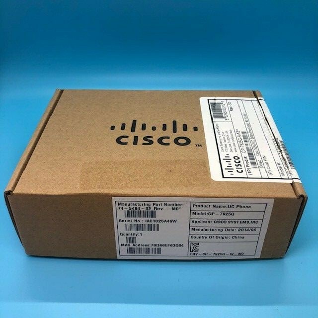 NEW Cisco 7925G Unified Wireless IP Phone CP-7925G-A-K9 1 Year Warranty
