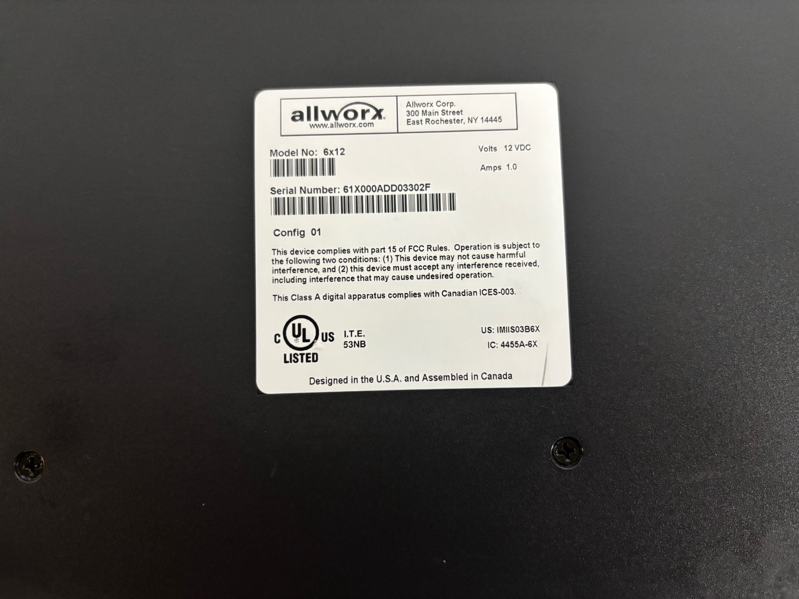 Allworx 6X12 All-In-On VoIP Phone IP Network Server System only w-power supply