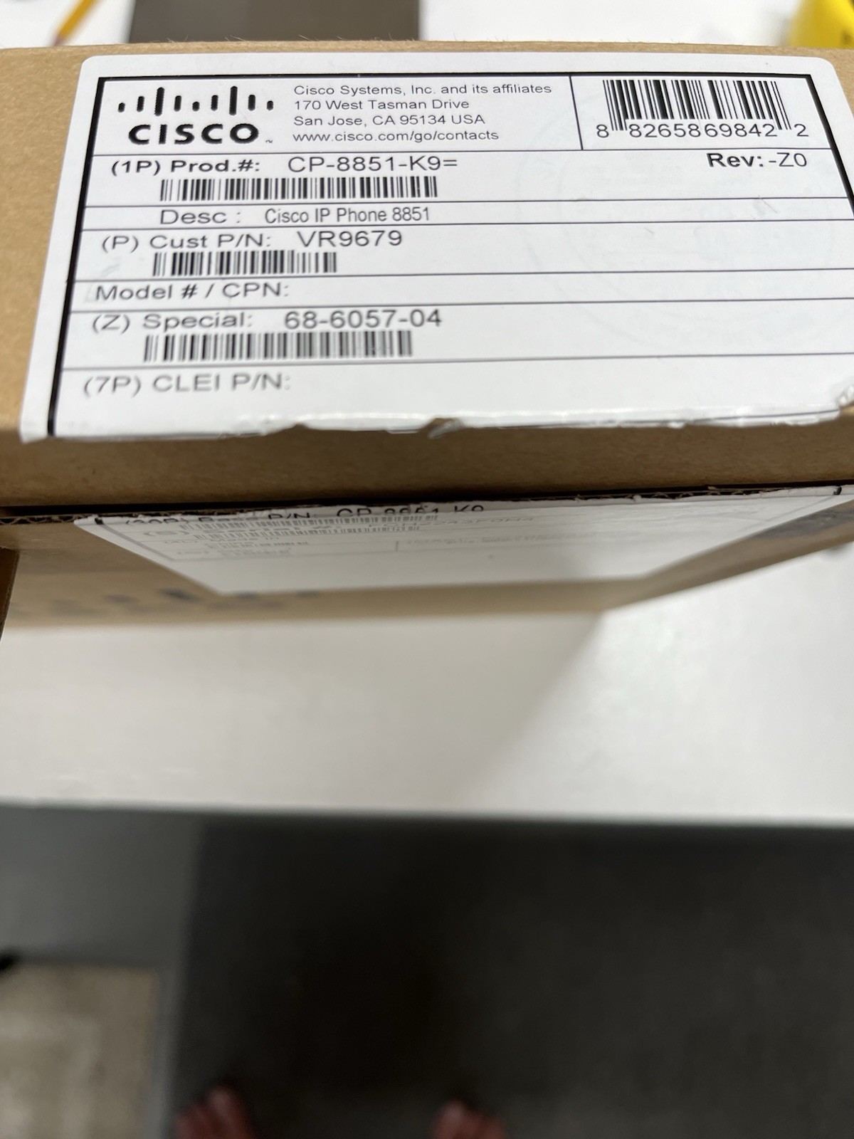 Cisco CP-8851-K9 IP Phone (CP-8851-K9=) New in Box, Seal Is Broken On Box.