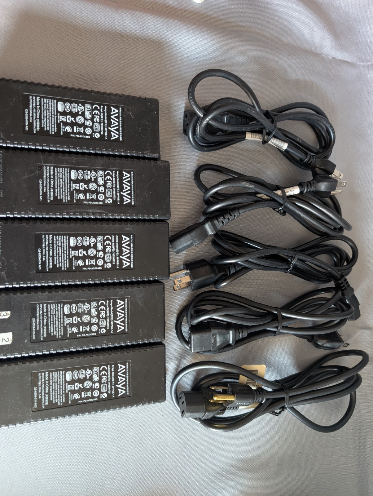 LOT OF 5 Avaya SPPOE-1A-IP Phone Single Port POE Injector With Power Cord