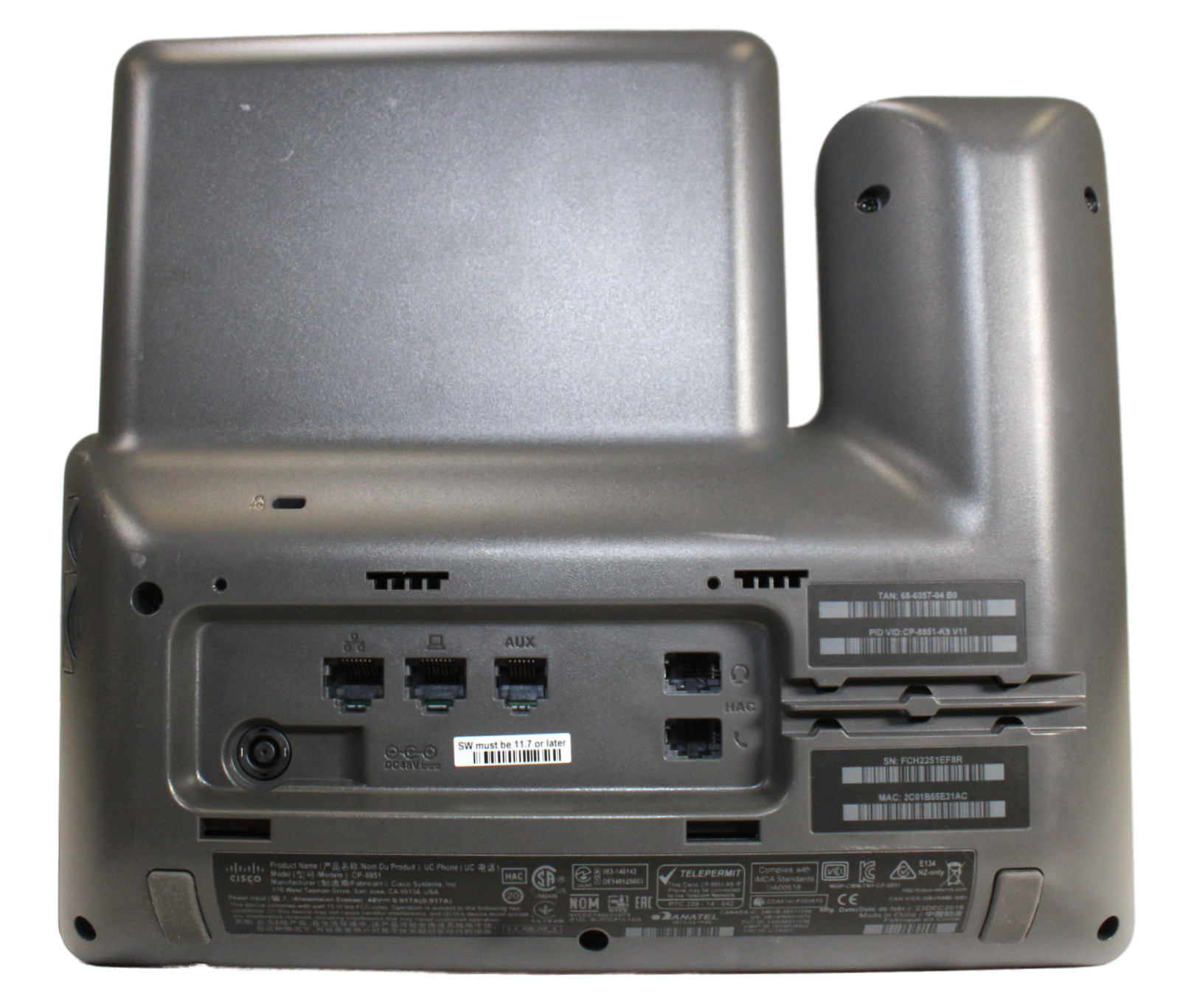 Cisco CP-8851-K9 Unified IP VOIP PoE Business 5″ Color Display Business Phone