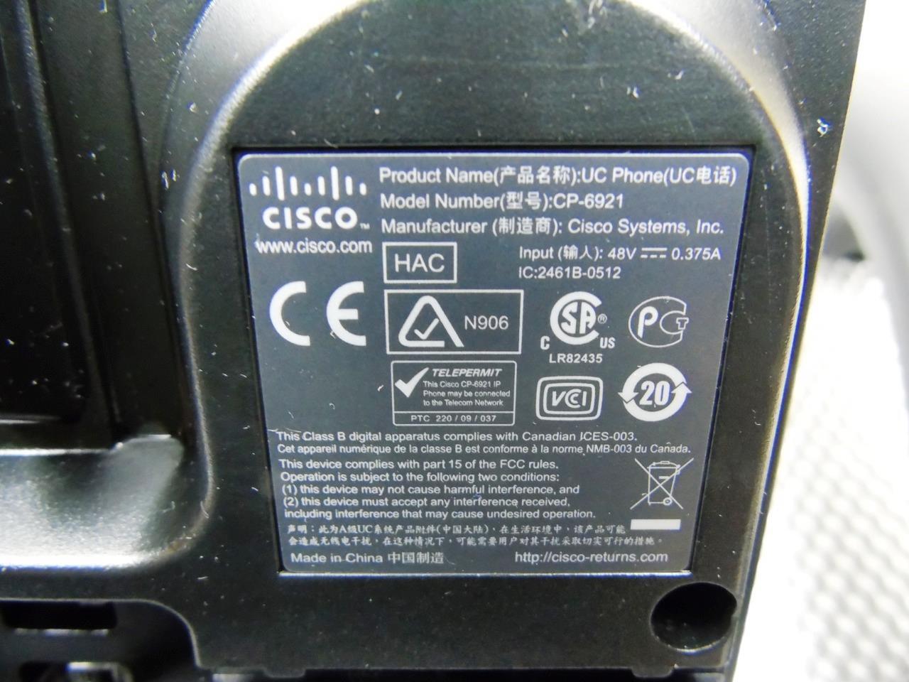 Lot of 6 – Cisco IP Phone CP-6921 CP-6921-C-K9 VOIP IP Phone w/ Handsets Black