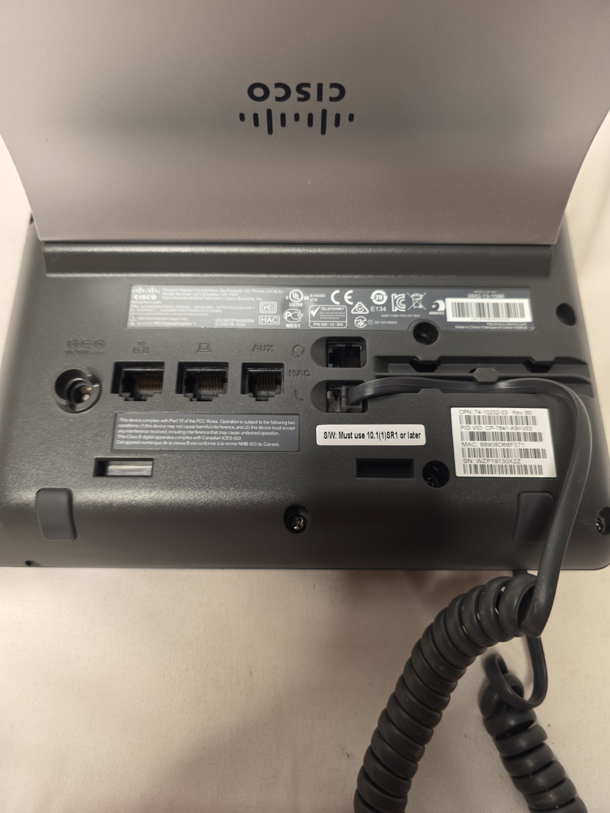 Cisco 7841 (CP-7841-3PCC-K9) 4 Lines Gigabit IP Phone Tested Excellent