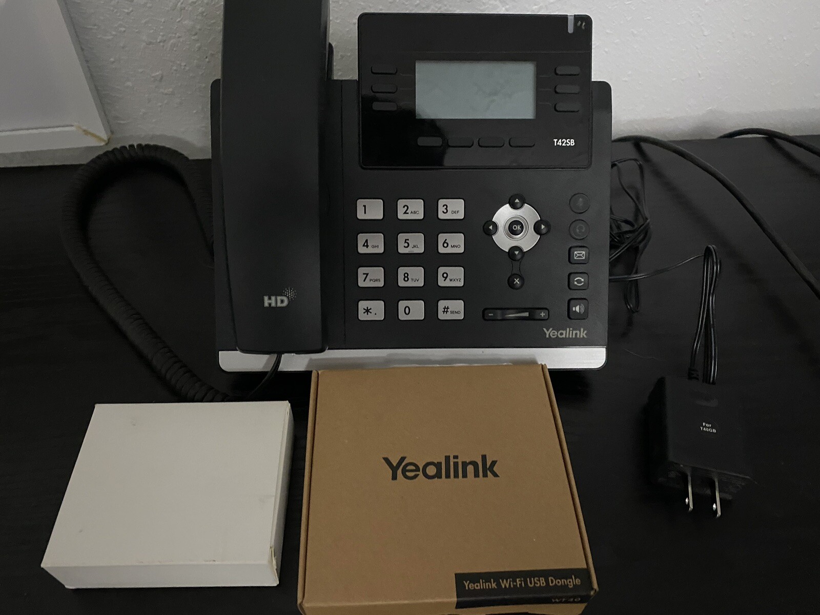 Yealink SIP-T42S Corded IP Phone Black and Yealink Wi-Fi USB Dongle