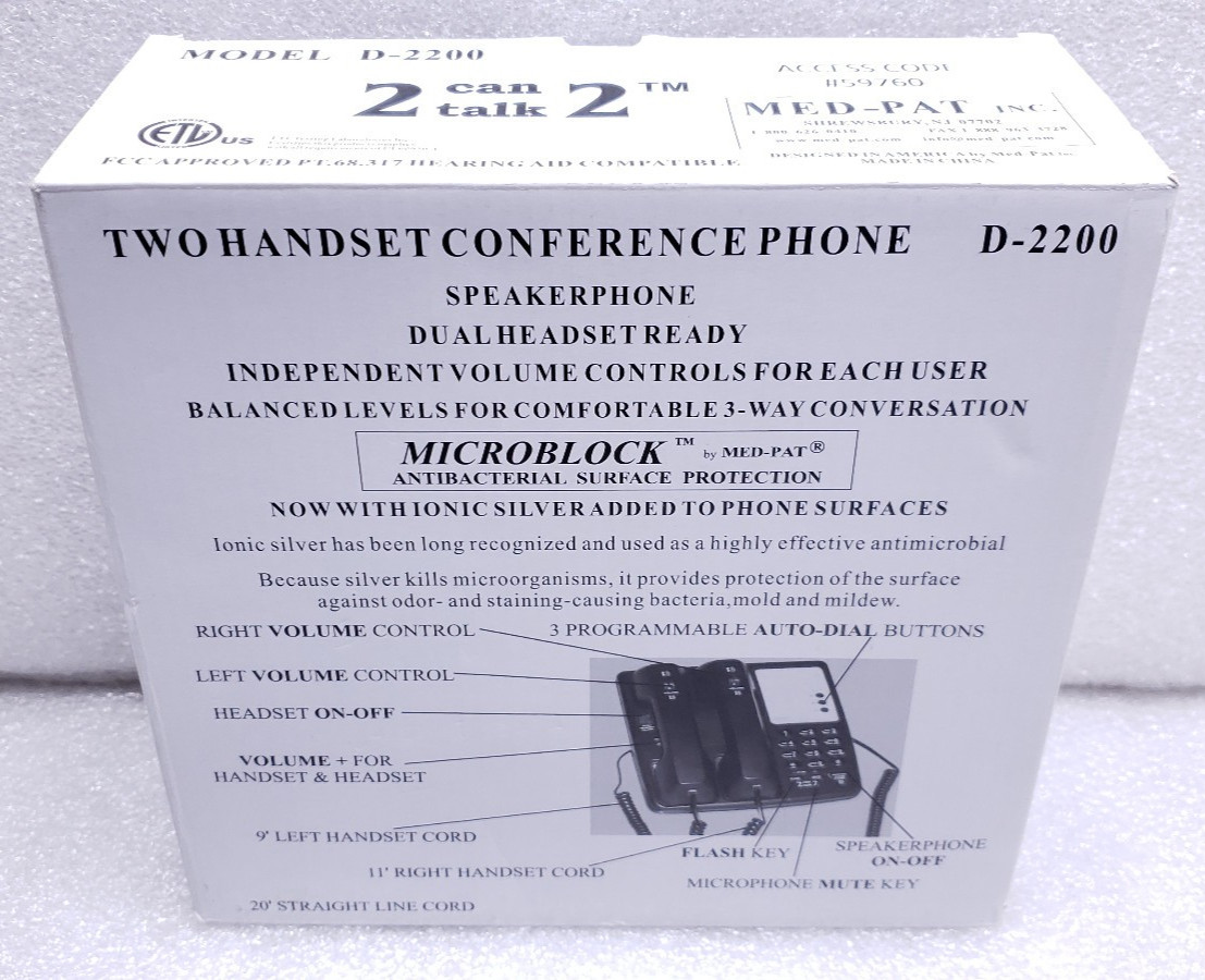 Med-Pat – D2200-2 Can Talk 2 Telephone – Euro Style Twin Handset Telephone #99