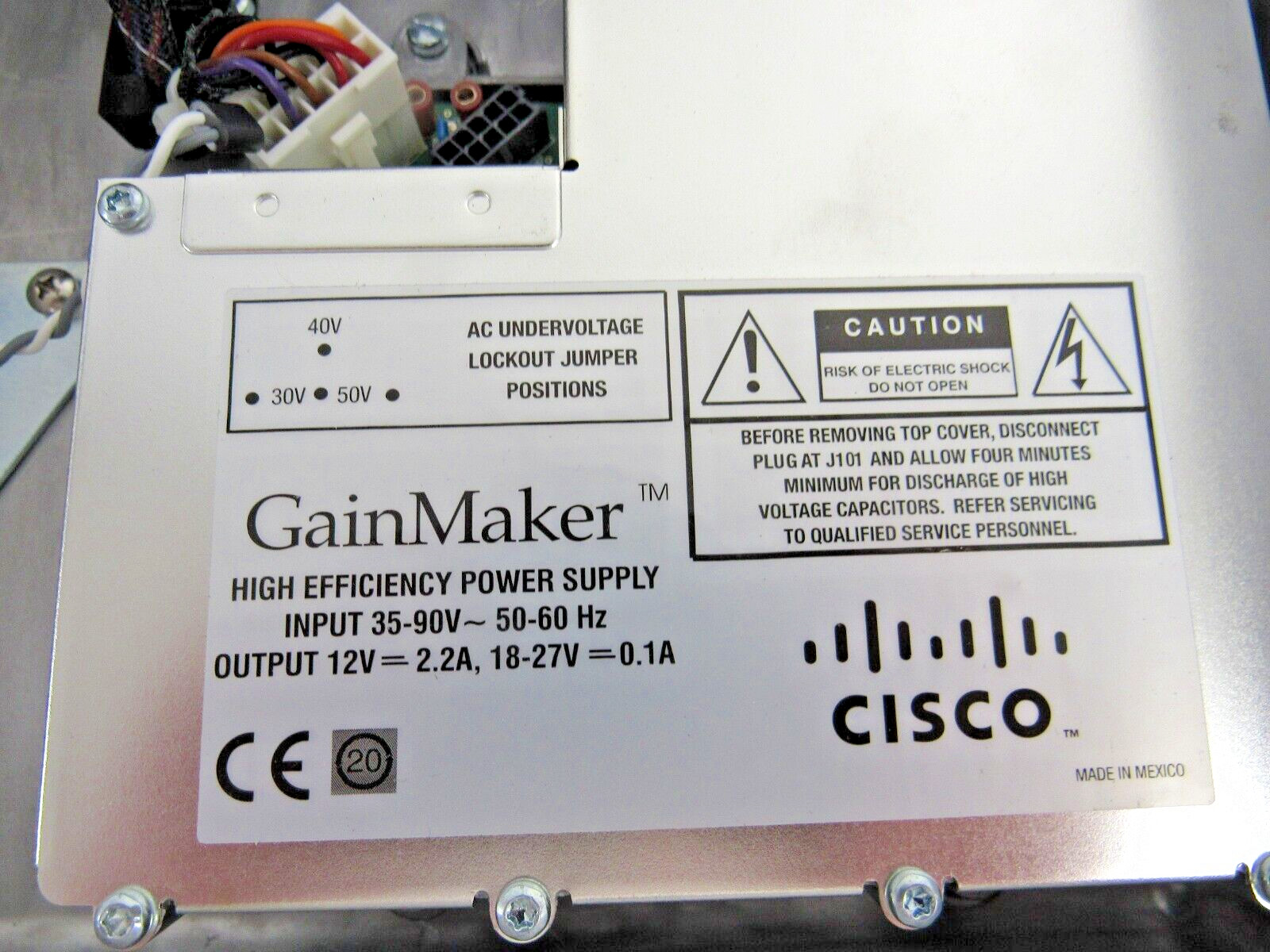 CISCO GainMaker 35-90VAC INPUT 39.0W Max. 50-60 Hz 15A PASSING 593090 42-5