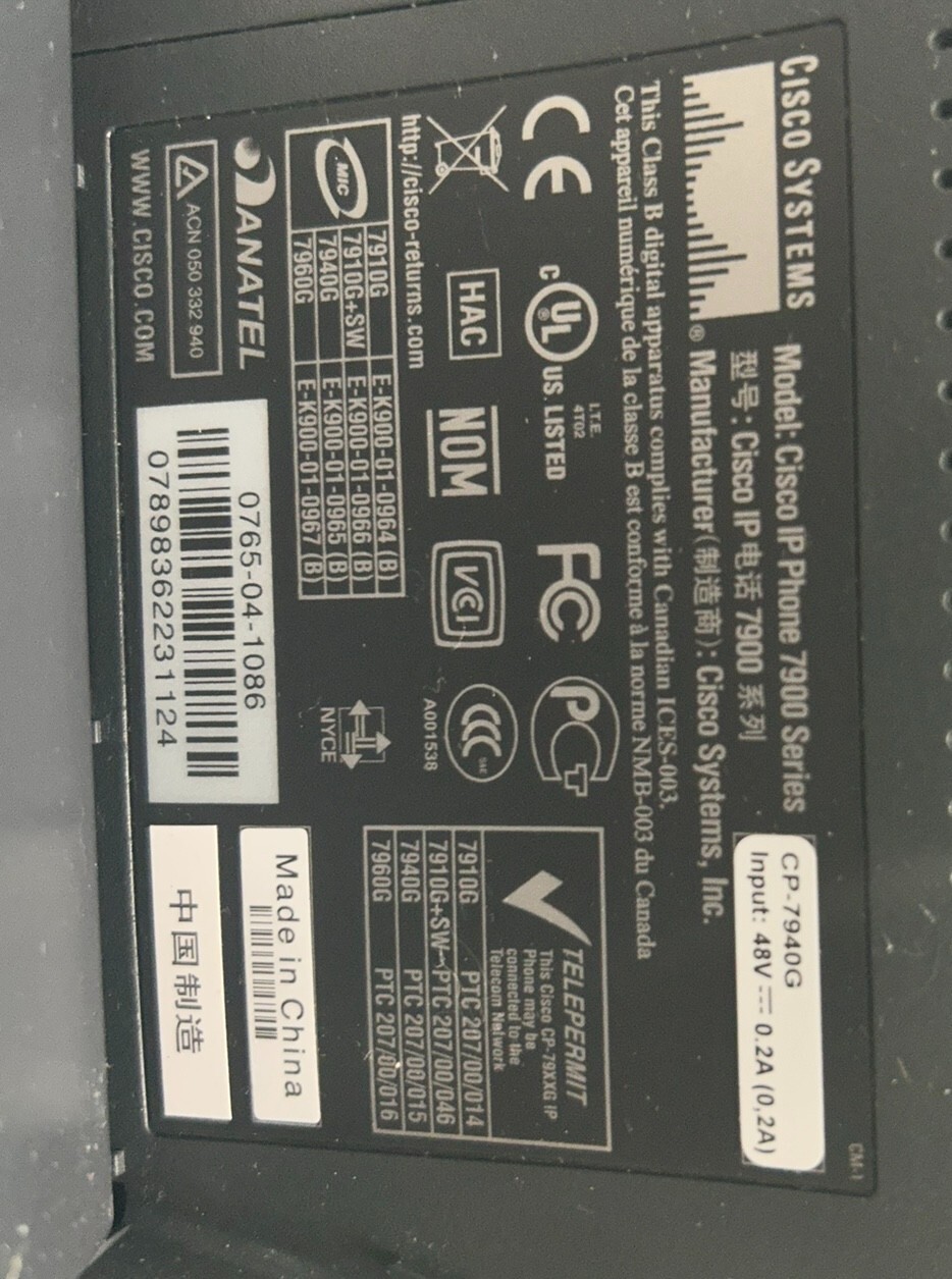 Cisco CP-7940G 2-lines IP Phone