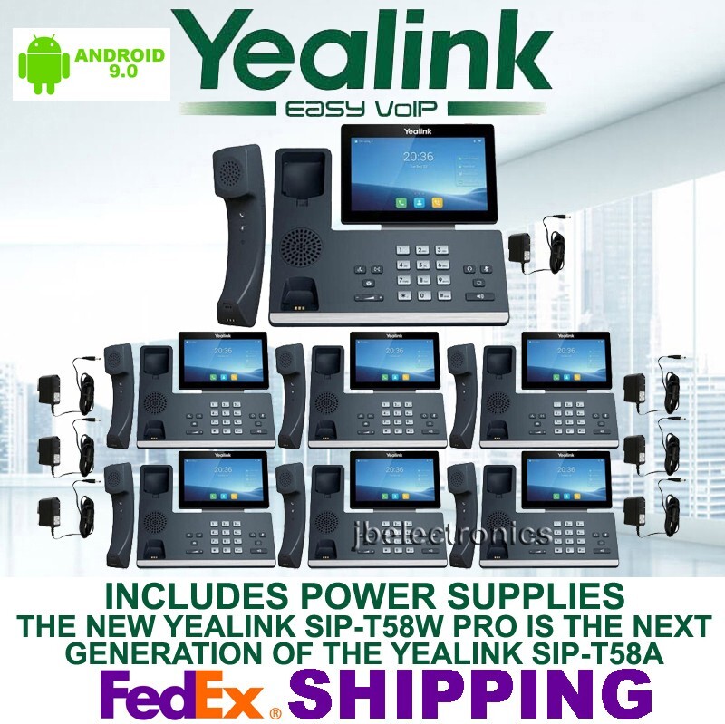 YEALINK SIP-T58W PRO IP PHONE WIFI BLUETOOTH ANDROID-7 PHONES – 7 POWER SUPPLIES