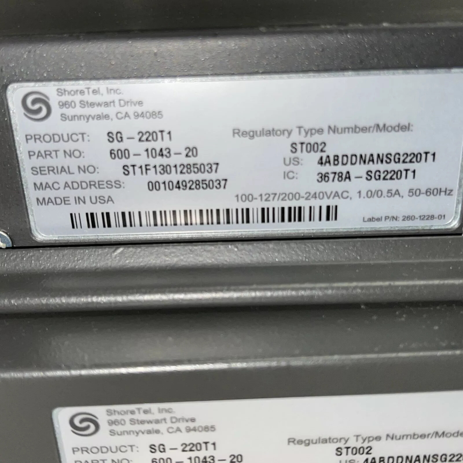 Lot Of(4) ShoreTel ShoreGear SG220T1 – 220T1 Voice Switch