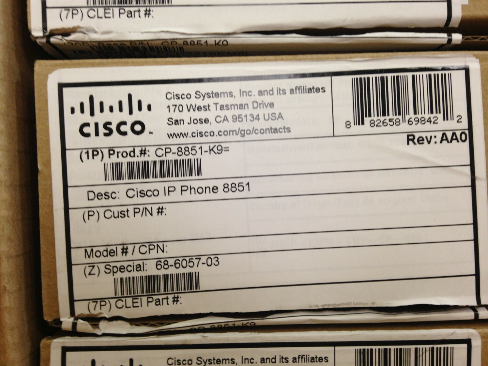 LOT OF 4 Cisco CP-7975G VOIP Office Phone W/ Adjustable Stand&Handset (No Cords)