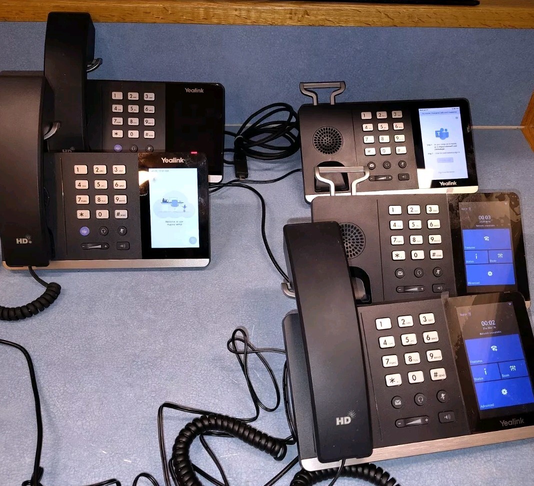 Lot of 5 Yealink Business Phones MP50 x2 SIP-T55A x3 ~Incomplete,See Description