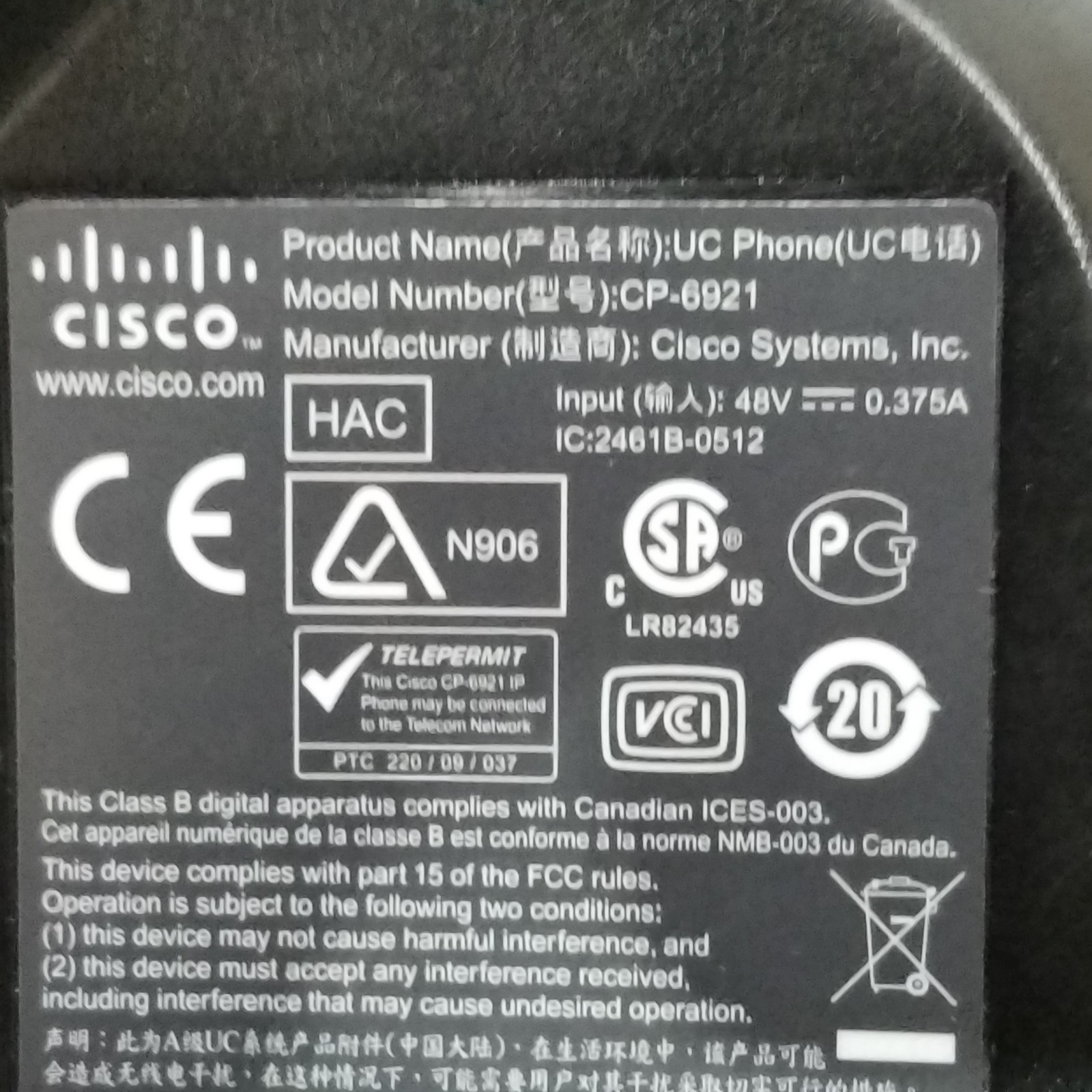 Lot Of 10 Cisco CP-6921 Unified IP Phones – USED