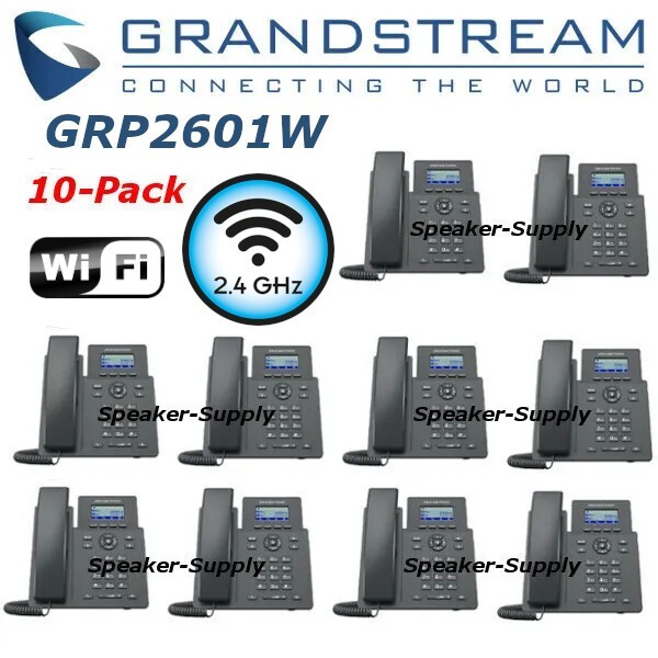 10 Grandstream GRP2601W 2-Line 2 SIP Office Desk Phone 2.4 GHz WIFI Bundle Lot