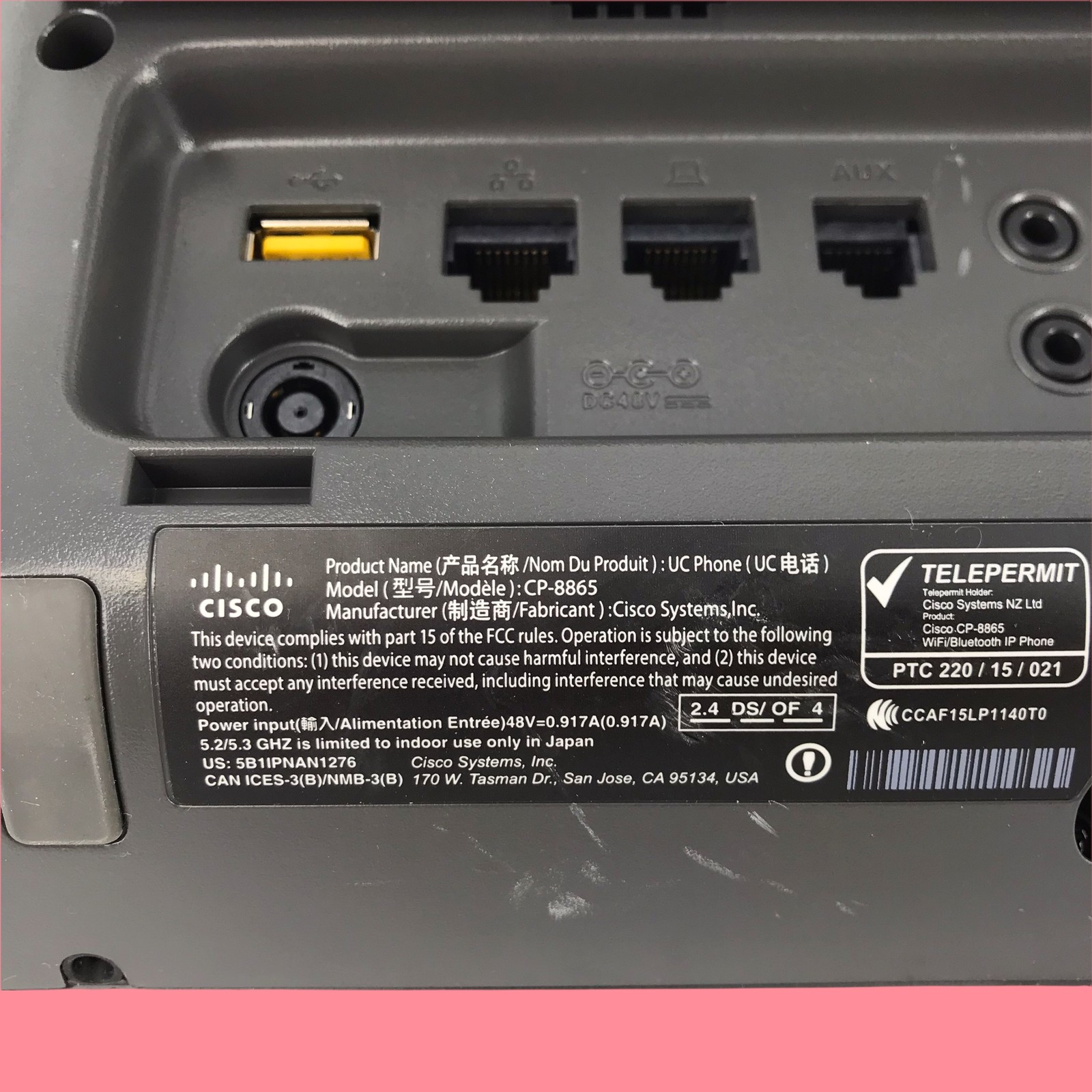 Lot of 2 Cisco CP-8865 Wi-Fi IP VolP Video 720p HD camera Business Desk Phone