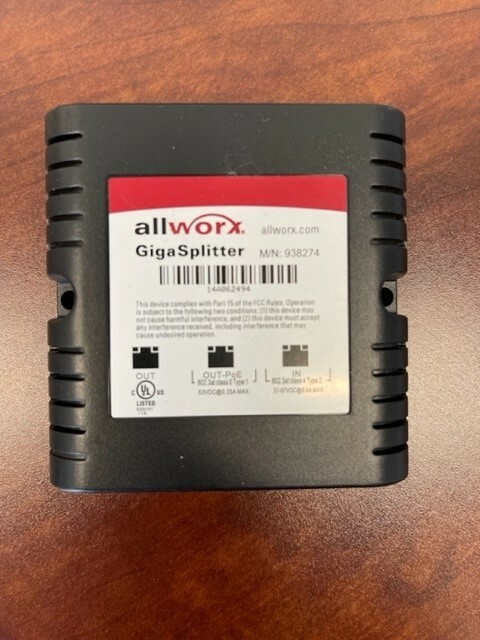 Allworx PoE GigaSplitter for 92xx Series VoIP Phones | M/N: 938274