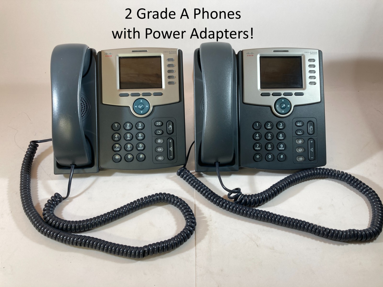 2 PACK, Cisco SPA525G2 VOIP IP Phone POE Bluetooth WiFi + Power Adapter, Grade A
