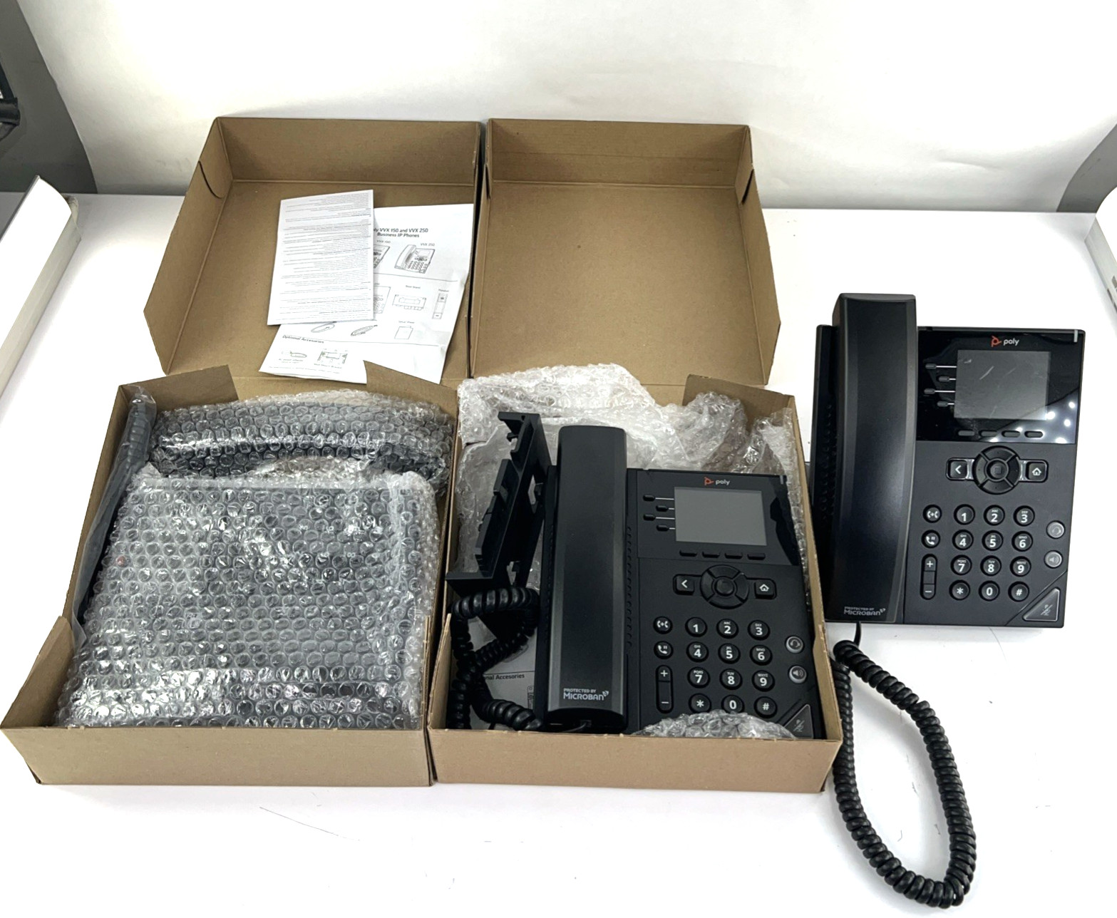 LOT 19 Poly VVX 250 Business IP Phones 13x AC 13x Ethernet MIXED NIB/USED BUNDLE