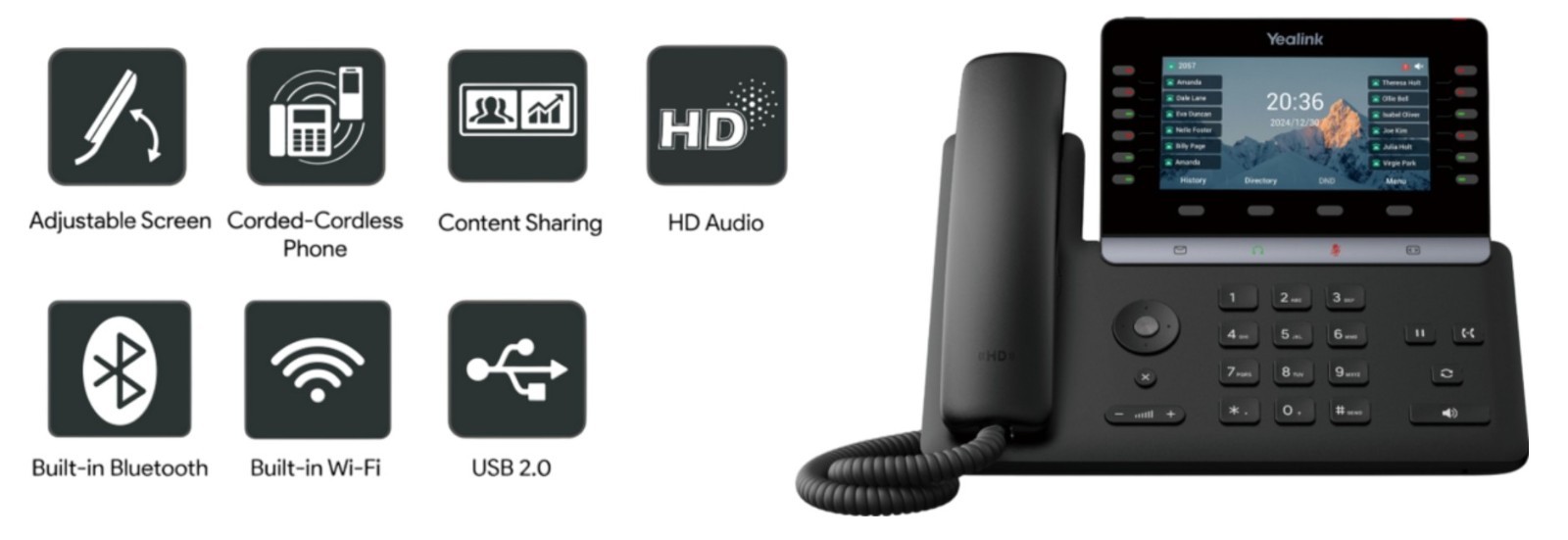 Yealink SIP-T85W IP Phone POE Wi-Fi Bluetooth-New in Box. PSU Not Included.