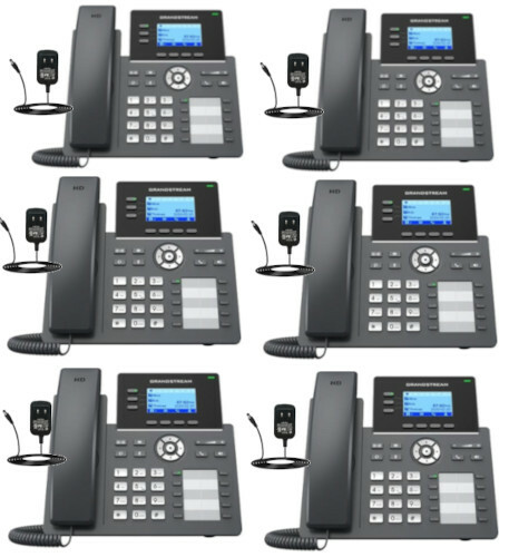 6 Grandstream GRP2604 3-Line 6 SIP Office Phone 10 Busy Field Light Power Supply