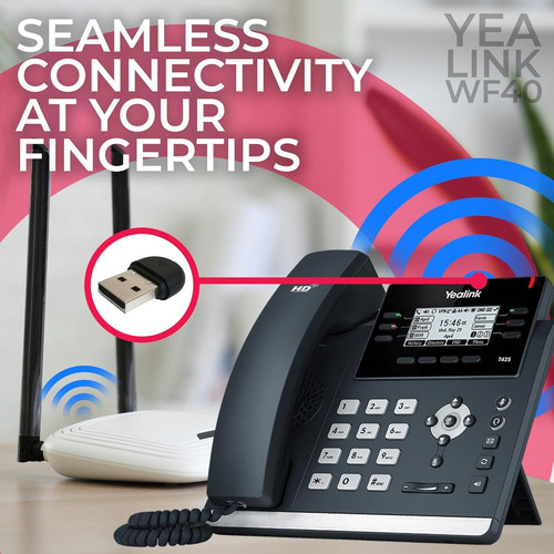 Yealink WF40 USB Wi-Fi Dongle Adapter for Desk Phones – 1 pack, Black